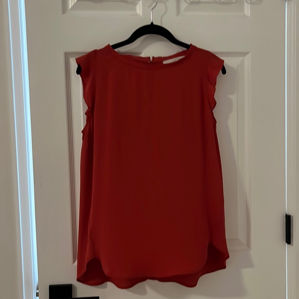 Loft red flutter sleeve top. Size S